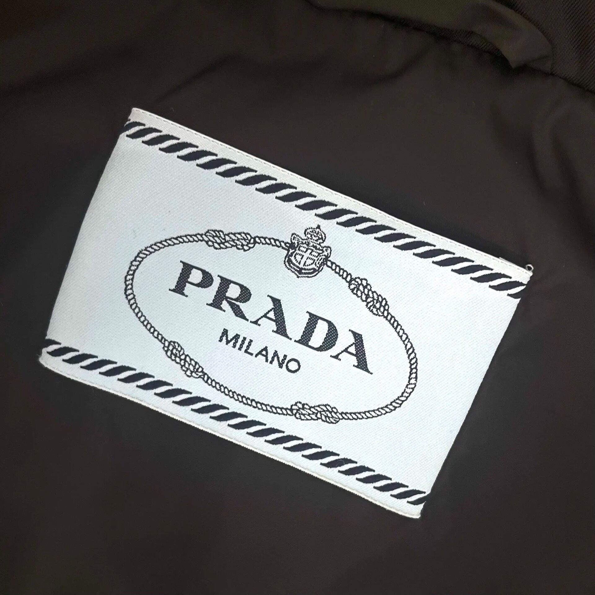 Prada Black Hooded Mid-Length Down Jacket — back