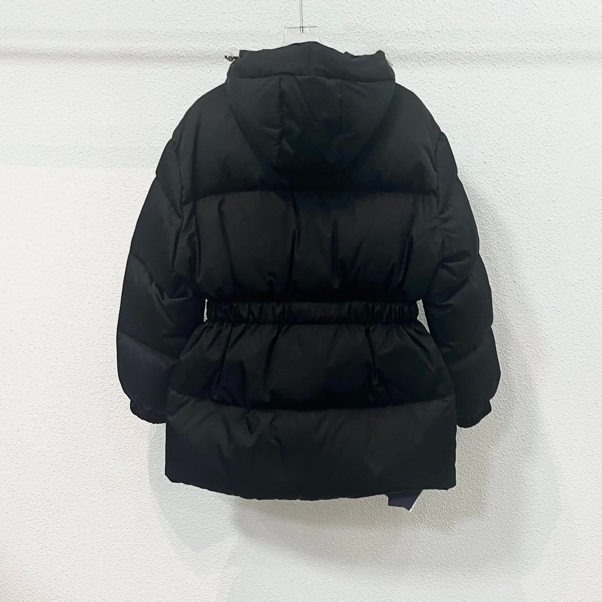 Prada Black Hooded Mid-Length Down Jacket — detail