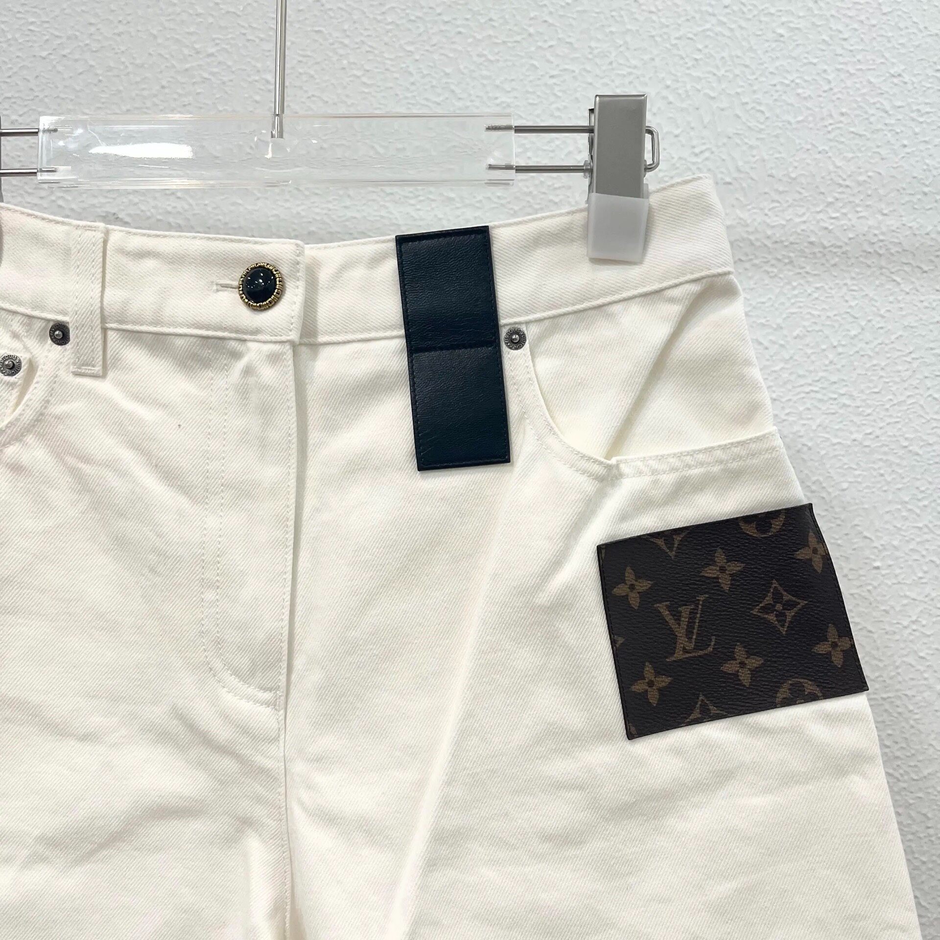 LV Monogram High-Waisted Denim Shorts — front