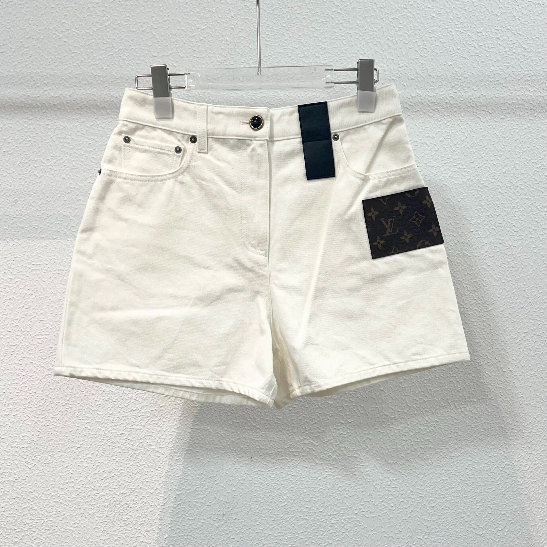 LV Monogram High-Waisted Denim Shorts