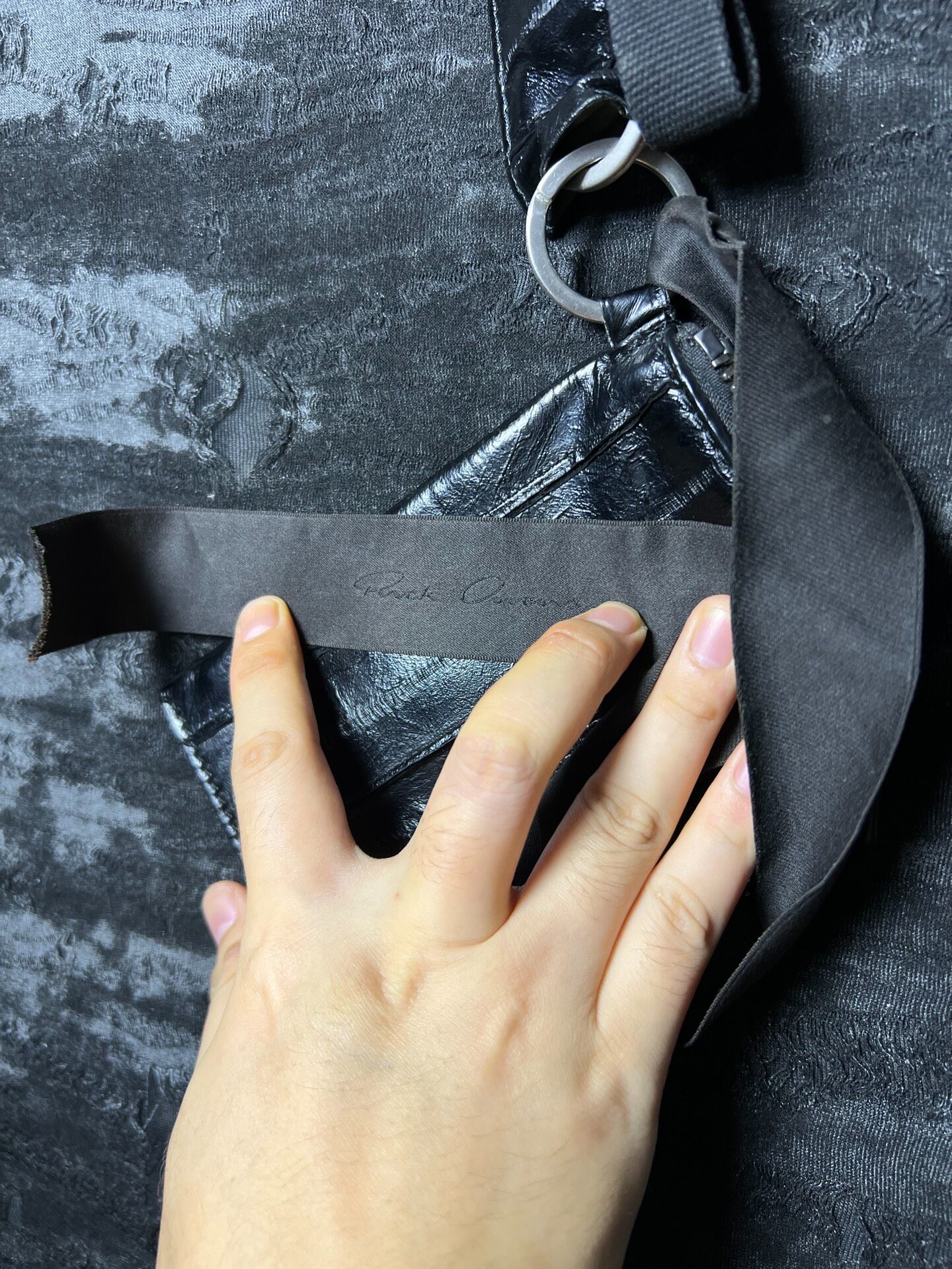 Rick Owens 19ss Black Eel Skin Card Holder — front