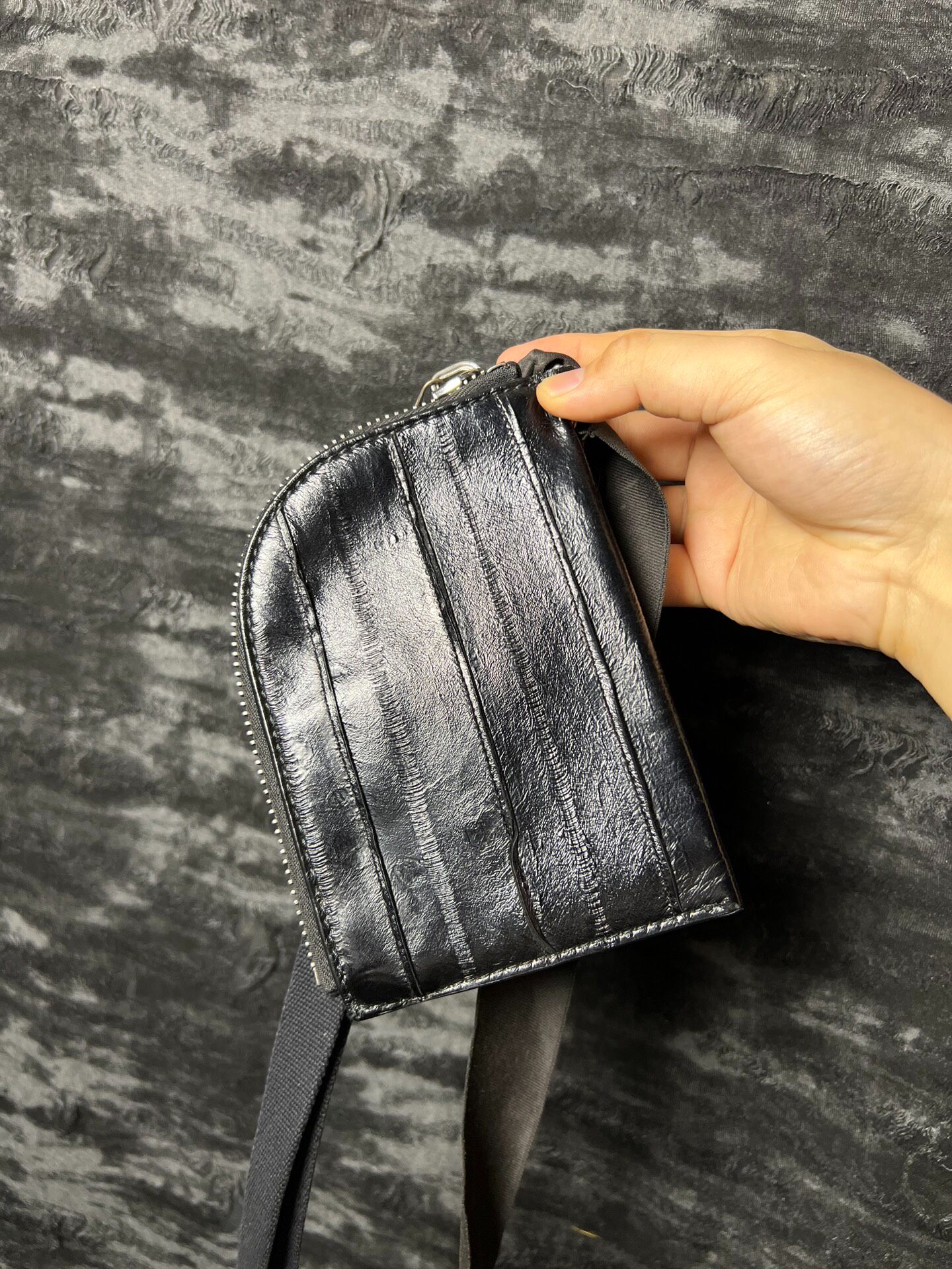 Rick Owens 19ss Black Eel Skin Card Holder — back