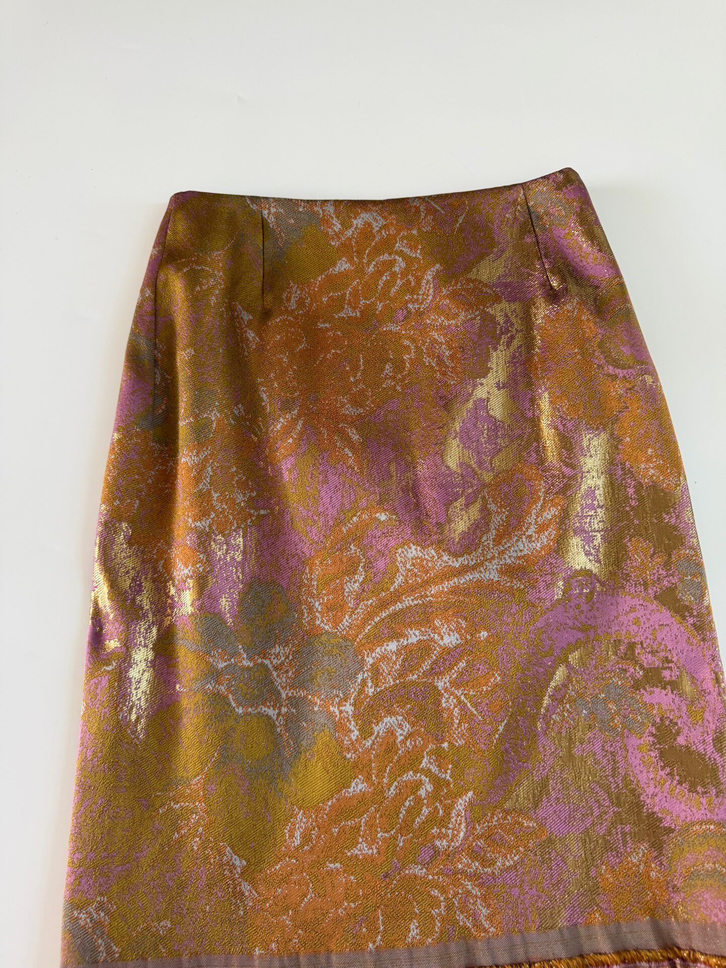 Dries Van Noten Gold Fringe Floral Skirt — front