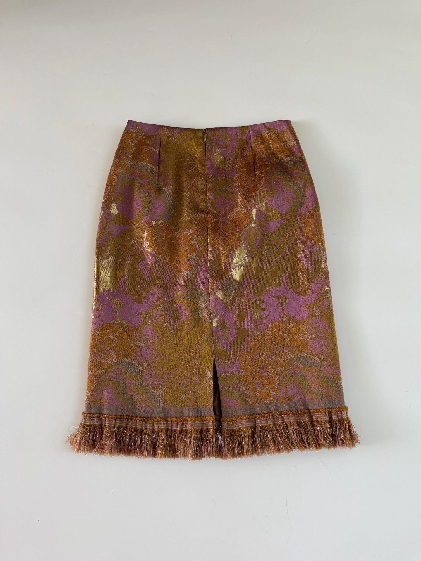 Dries Van Noten Gold Fringe Floral Skirt — back