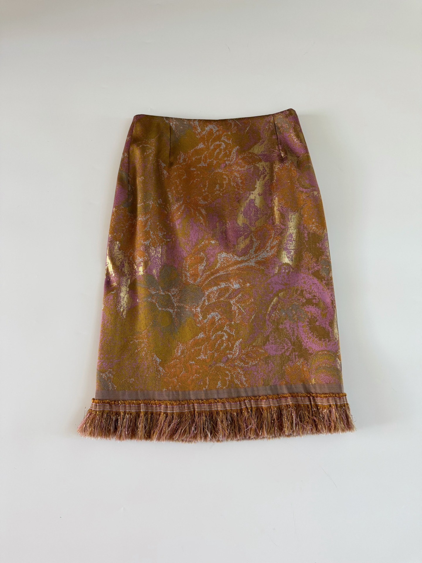 Dries Van Noten Gold Fringe Floral Skirt