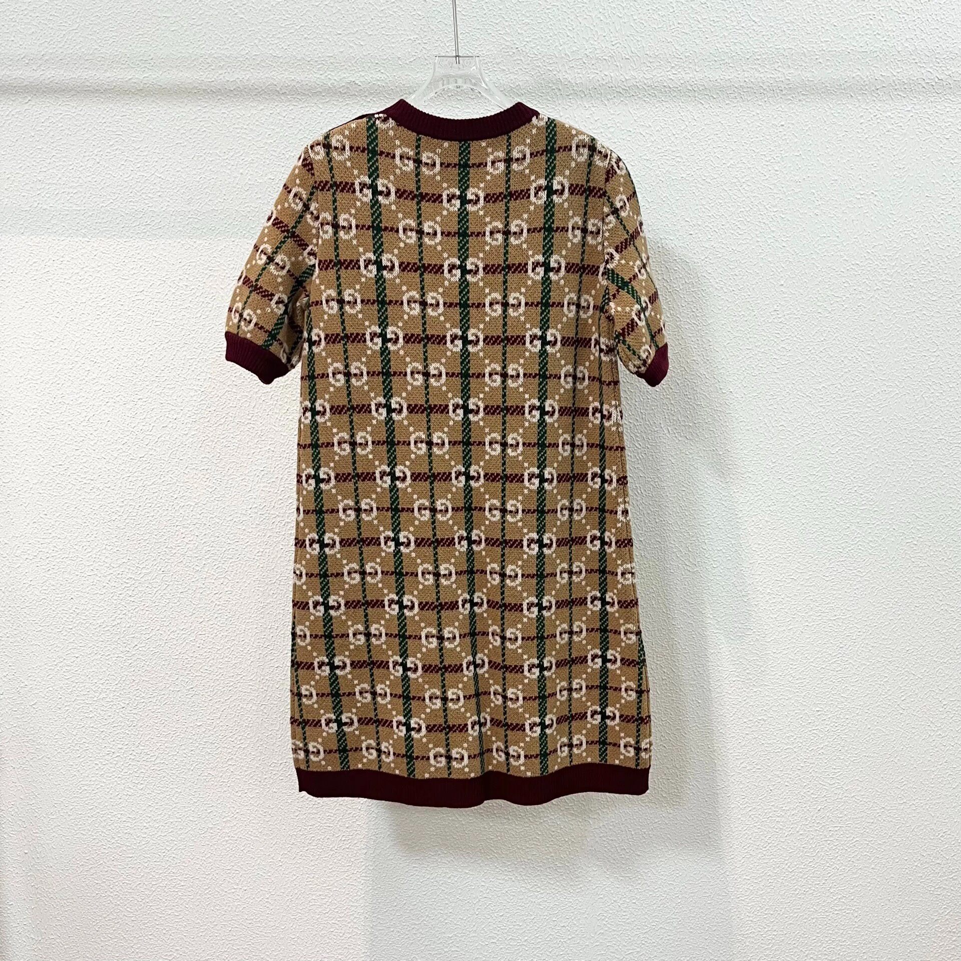 Gucci Plaid Wool Knit Dress L Size — detail