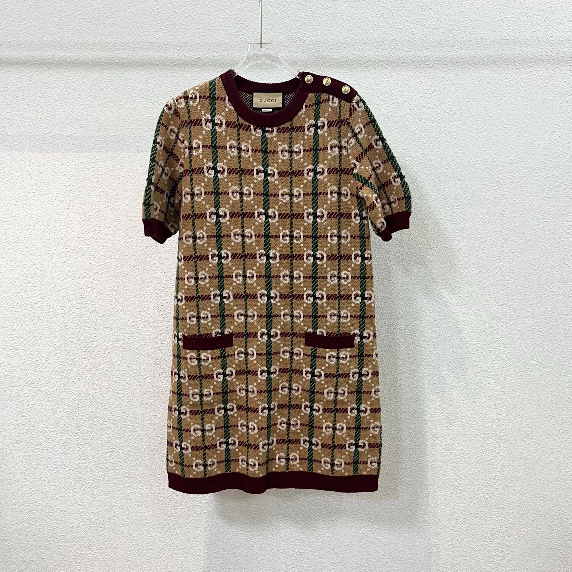 Gucci Plaid Wool Knit Dress L Size