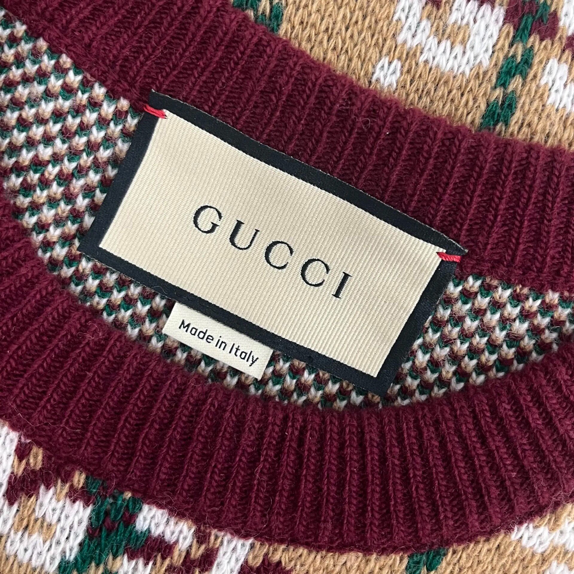 Gucci Plaid Wool Knit Dress L Size — back