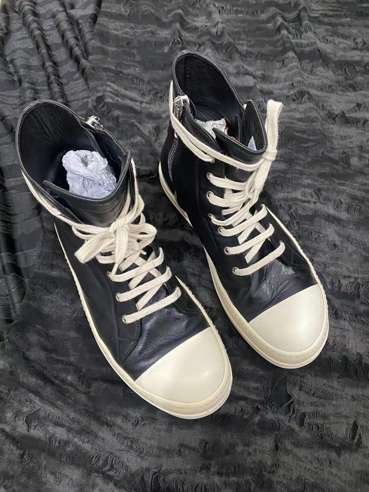 Rick Owens High-Top Leather Sneakers — detail