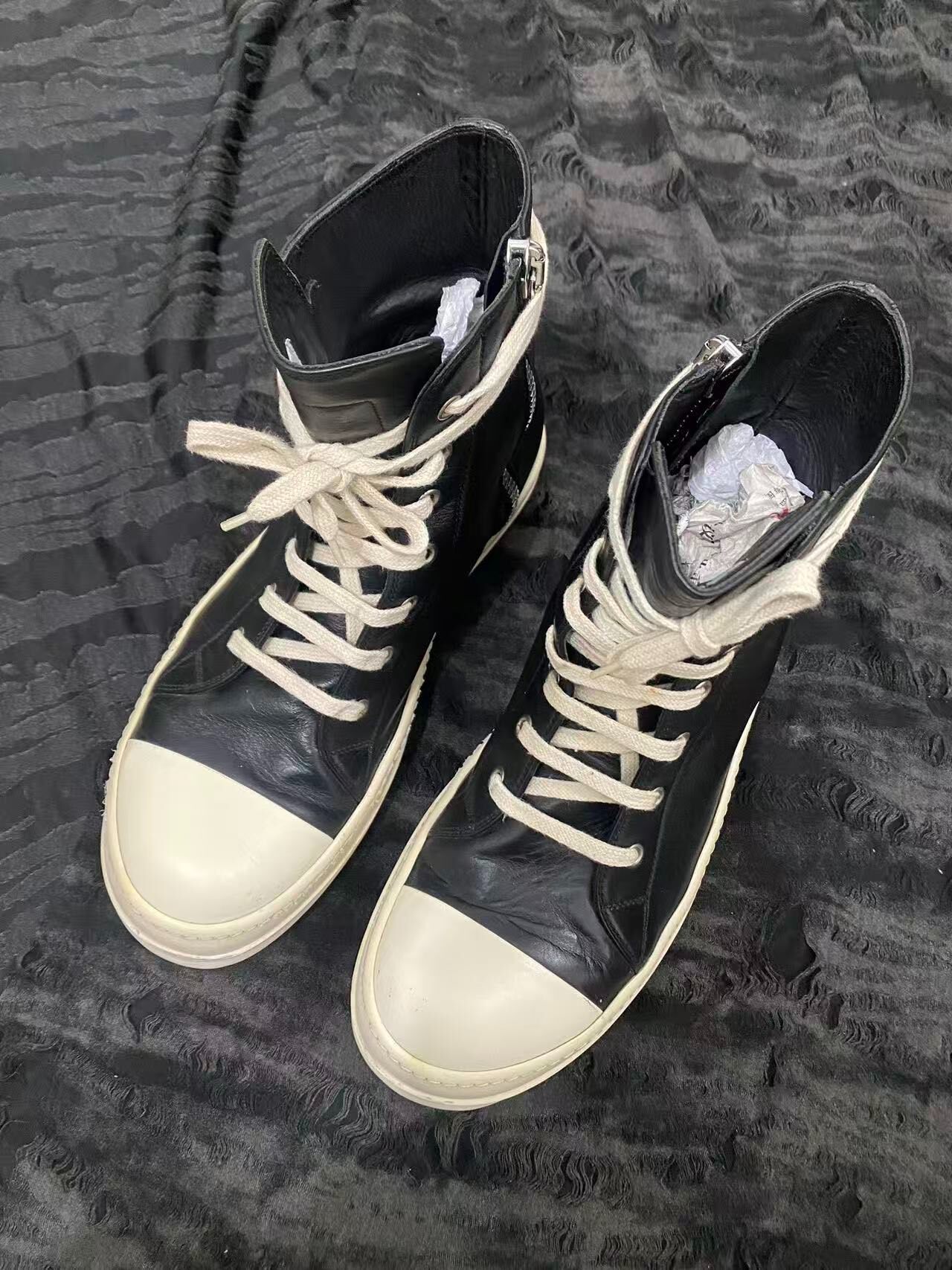 Rick Owens High-Top Leather Sneakers — front