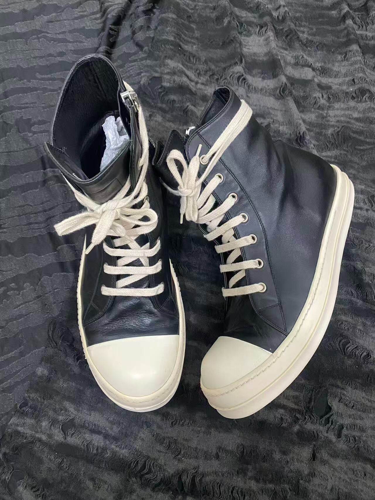 Rick Owens High-Top Leather Sneakers