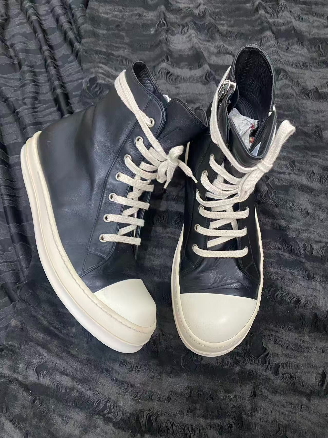 Rick Owens High-Top Leather Sneakers — back