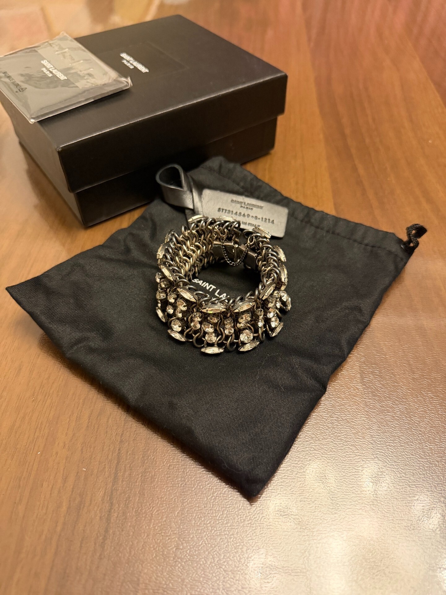 Saint Laurent 16FW Rhinestone Chain Bracelet