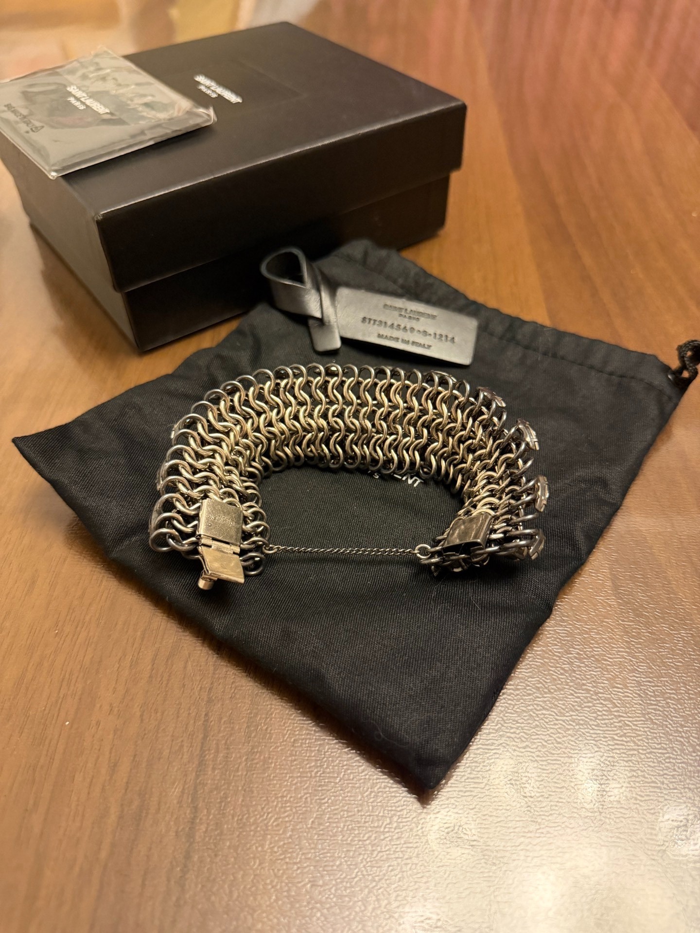 Saint Laurent 16FW Rhinestone Chain Bracelet — back