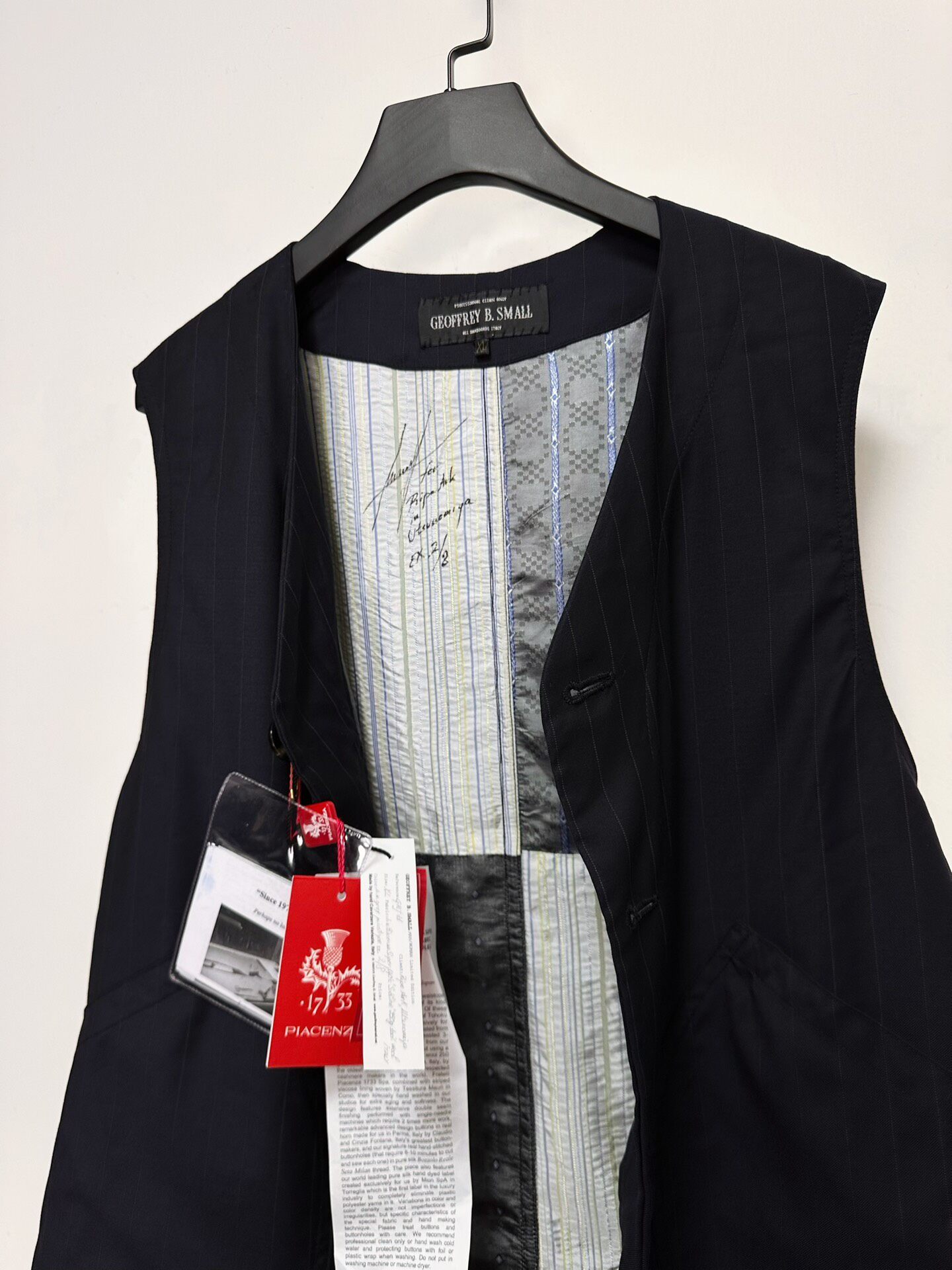 Geoffrey B Small 140s Wool-Silk Vest — label