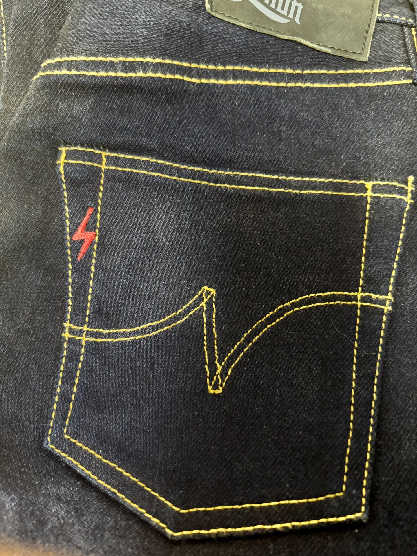 Iron Heart x Ignition Red Lightning Jeans — label
