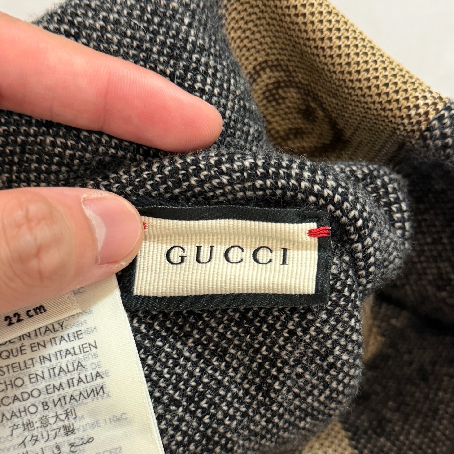 Gucci Houndstooth Wool Knit Beanie — front