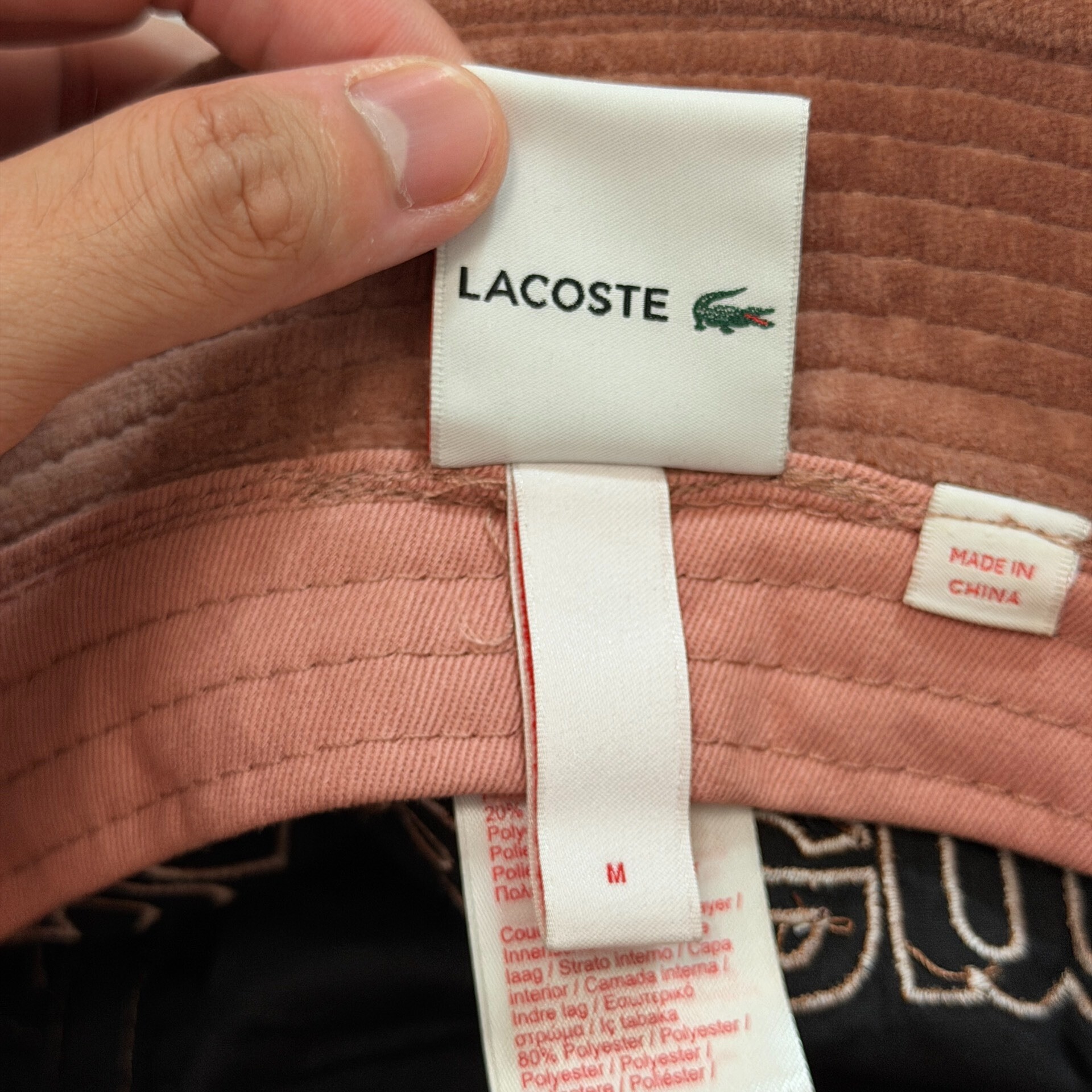 Supreme Lacoste Brown Corduroy Bucket Hat — back