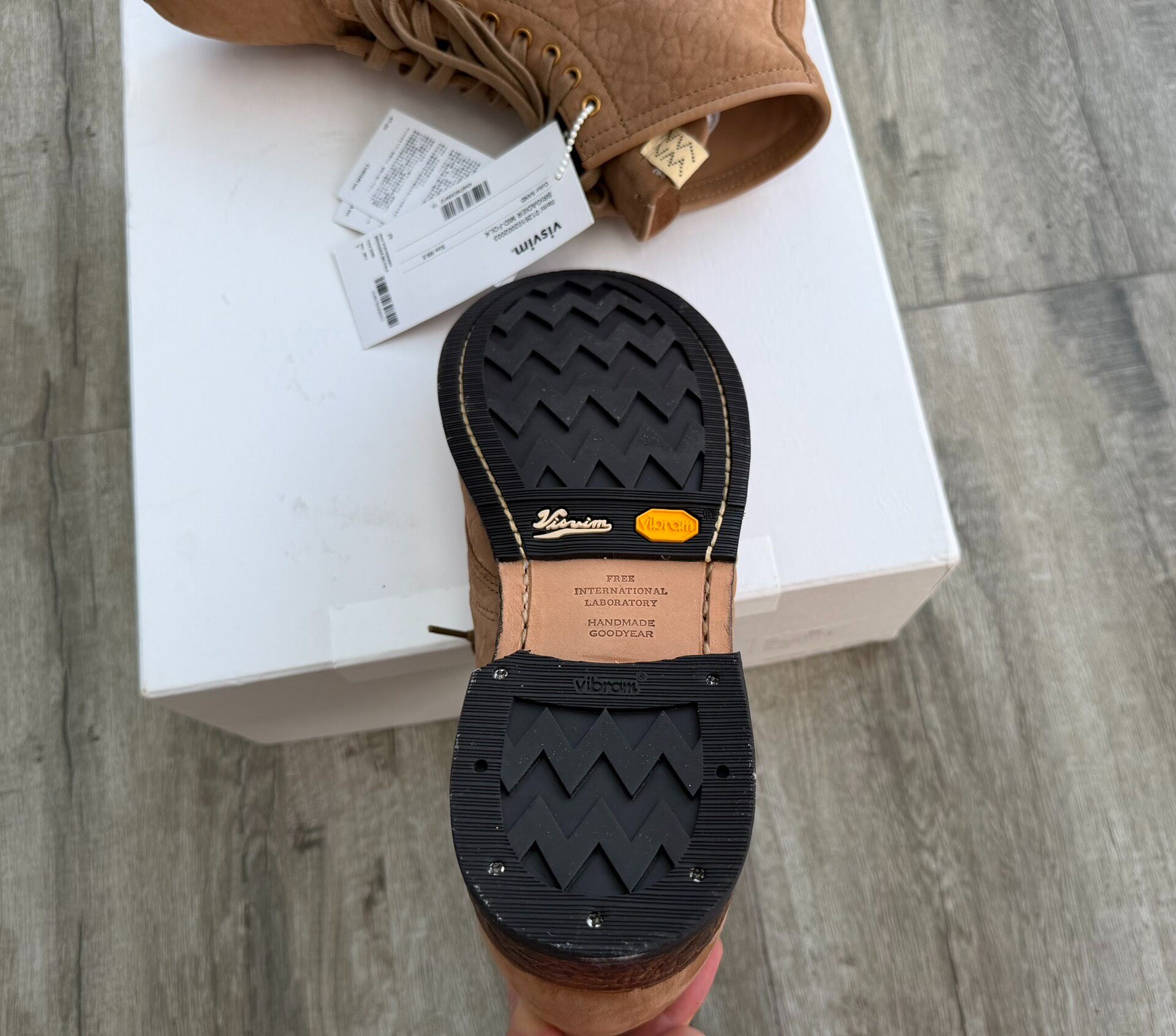Visvim Brigadier Mid-Folk Leather Boots — label