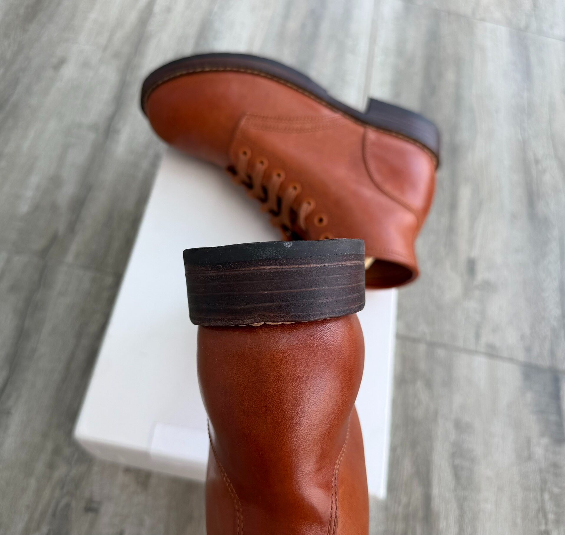 Visvim Brigadier Leather Ankle Boots — label
