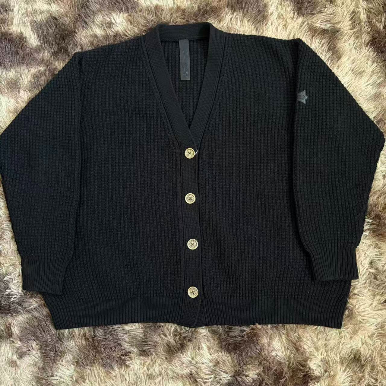Chrome Hearts Black Waffle Knit Cardigan
