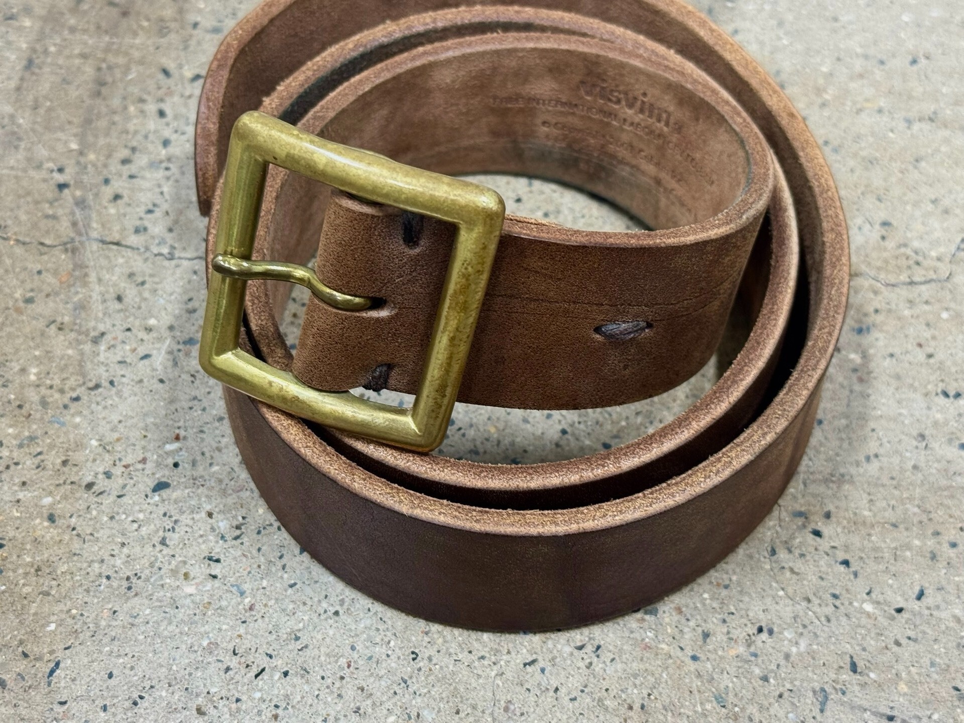 Visvim 40mm Dark Brown Plain Belt — detail