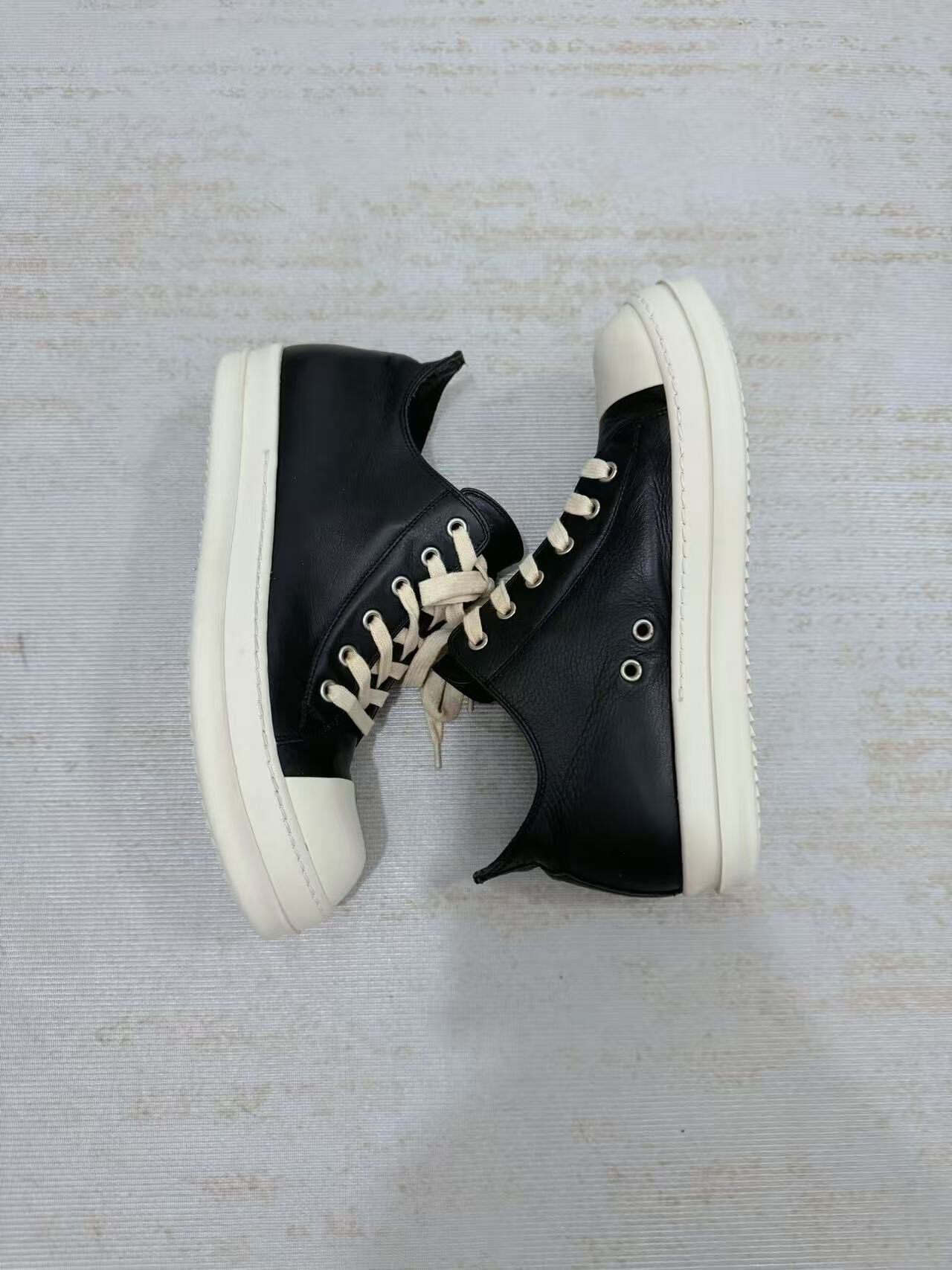Rick Owens Black High-Top Leather Sneakers — back