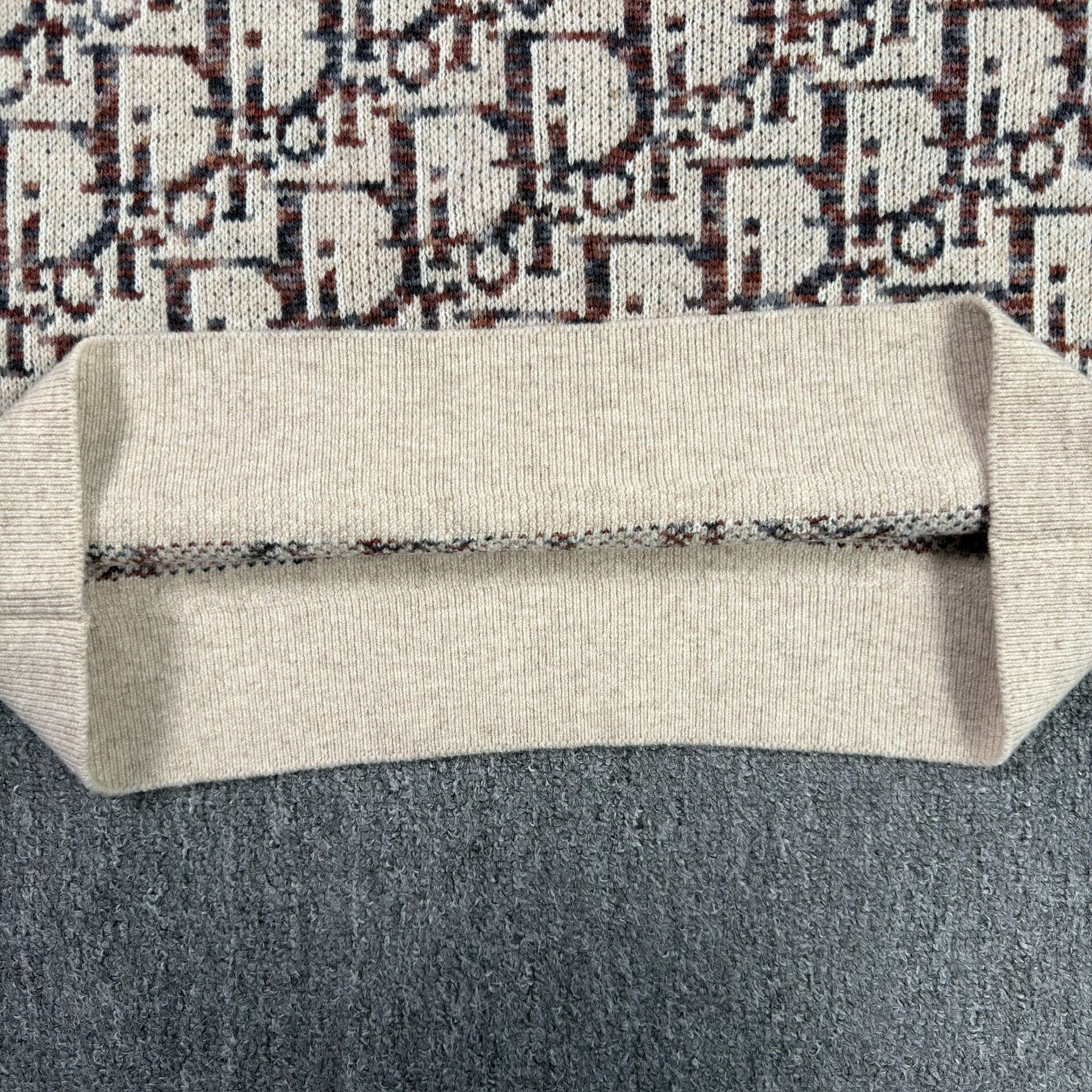 Dior Beige Full Monogram Wool Sweater — label