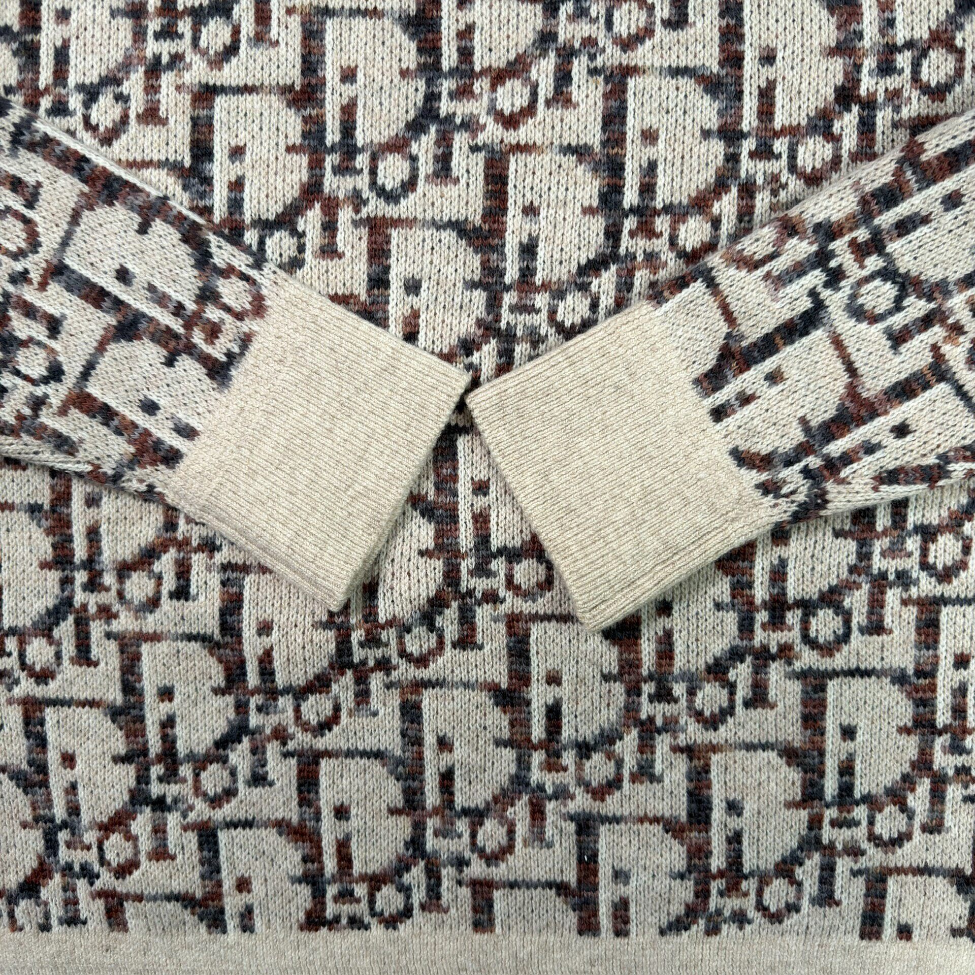 Dior Beige Full Monogram Wool Sweater — back