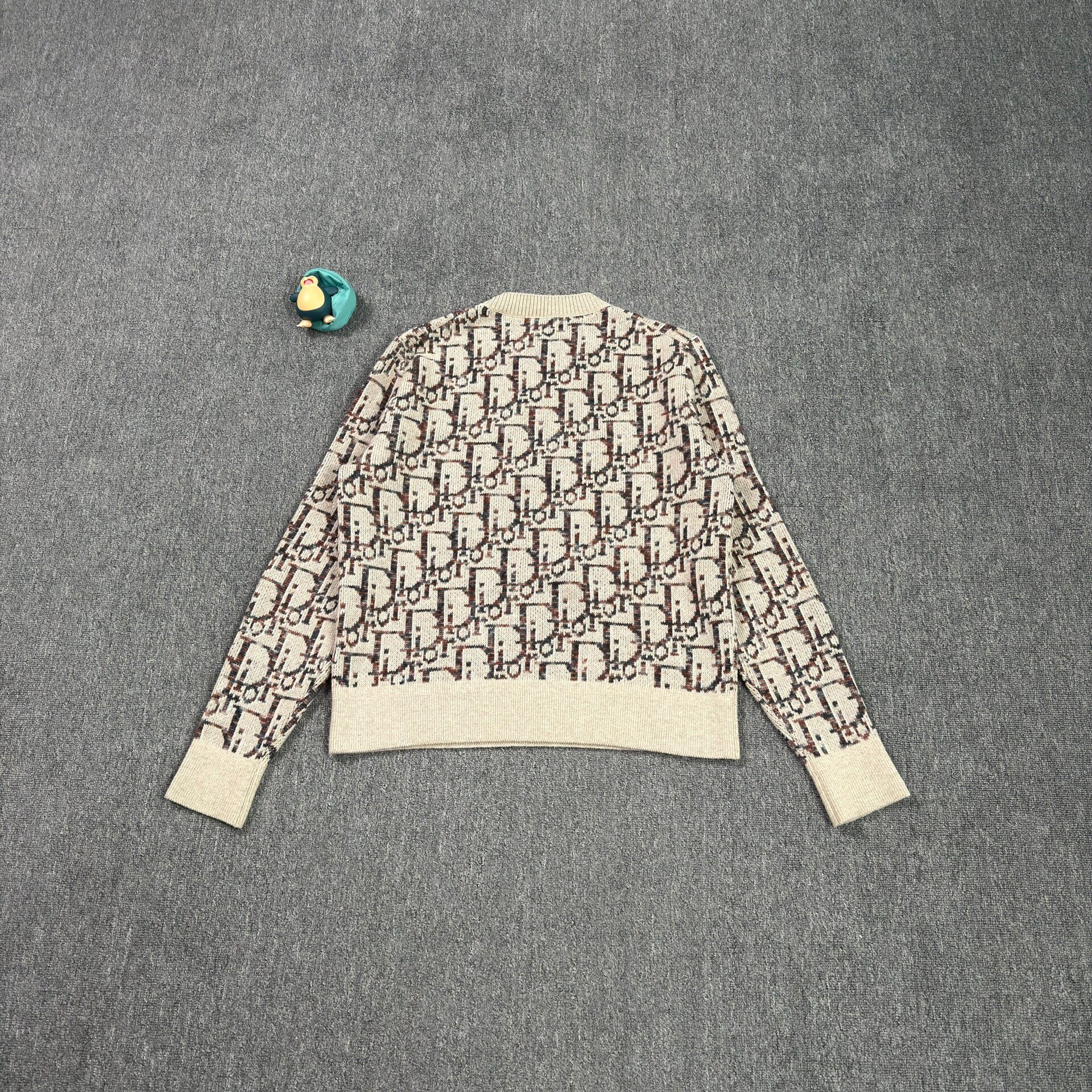 Dior Beige Full Monogram Wool Sweater — front
