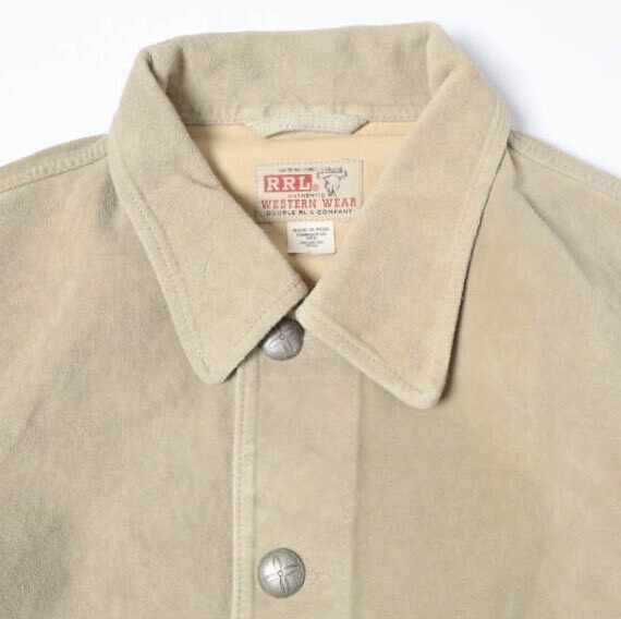 RRL Beige Suede Leather Jacket M Size — label