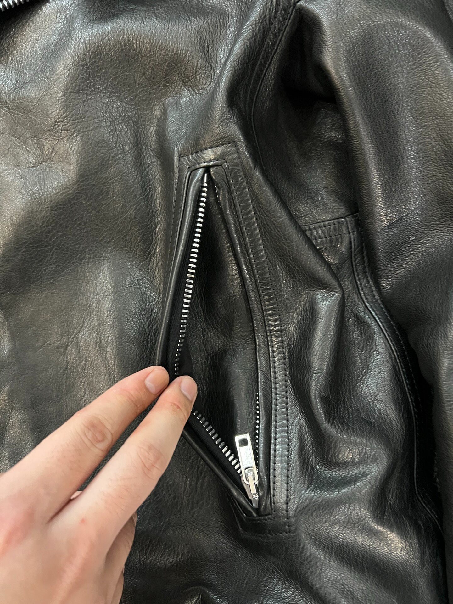 Rick Owens 23SS Pearl Lambskin Moto Jacket — back