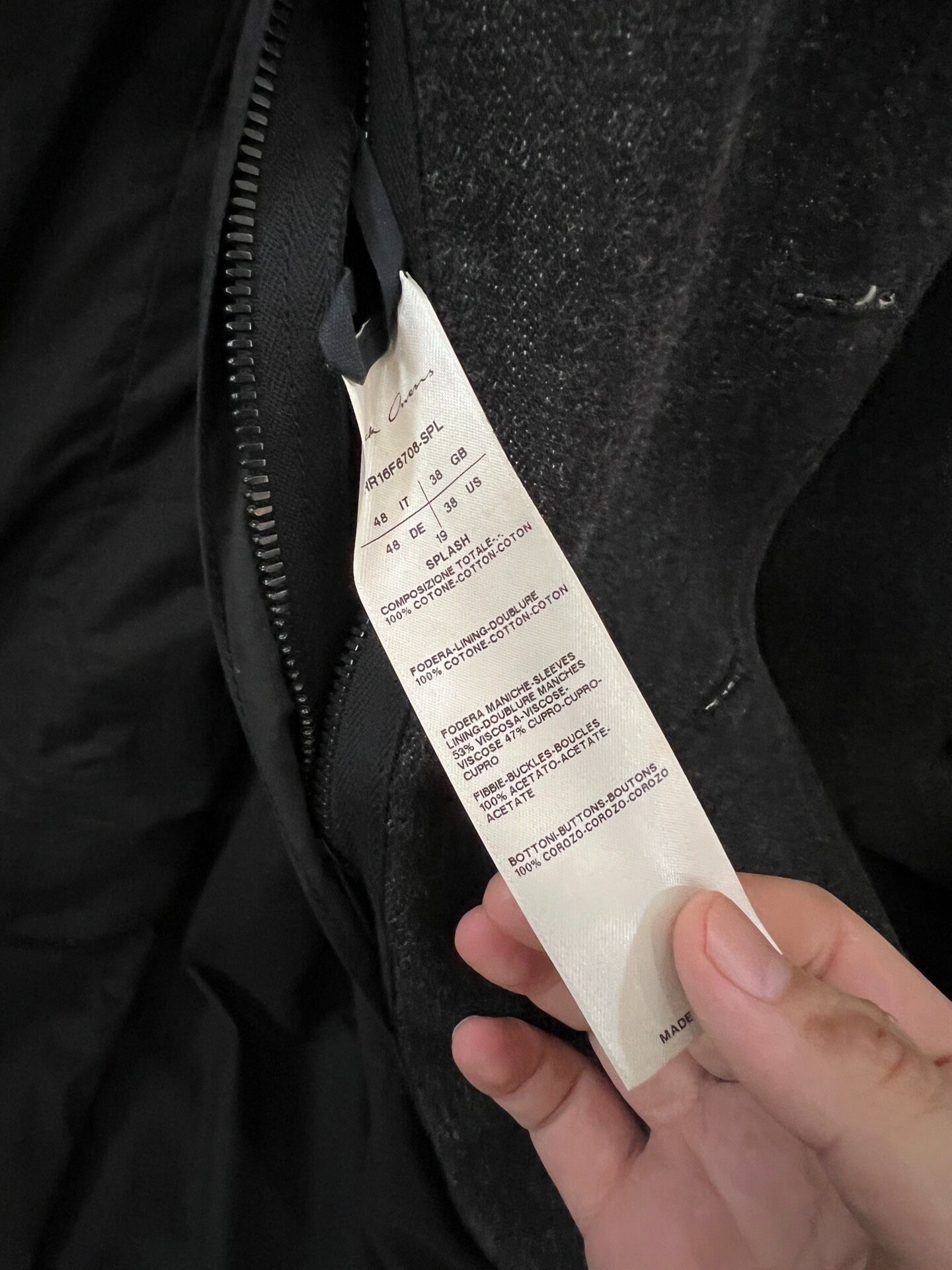 Rick Owens 16FW Runway Denim Splatter Coat — back