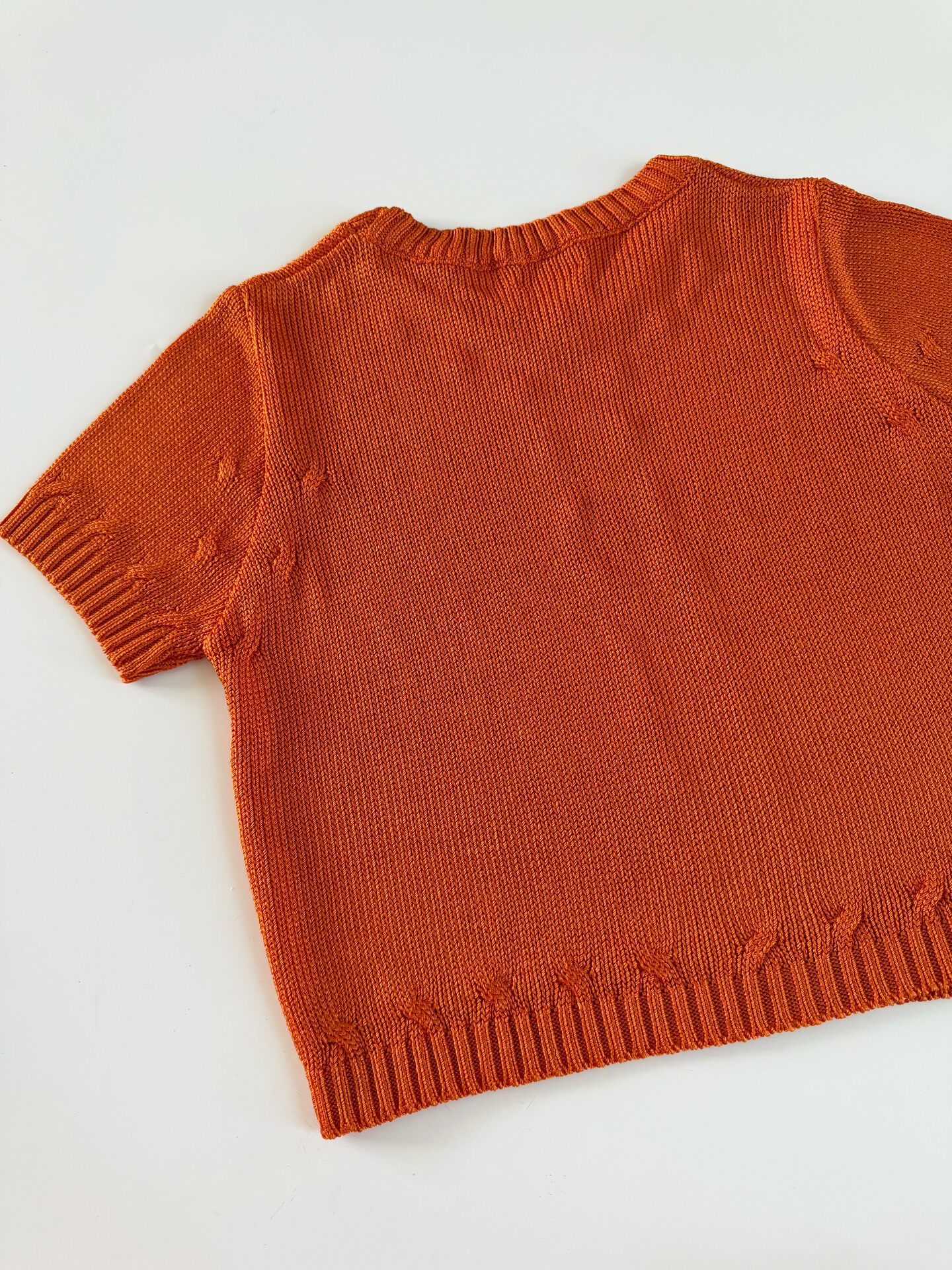 Dries Van Noten 00s Orange Cable Knit Top — label