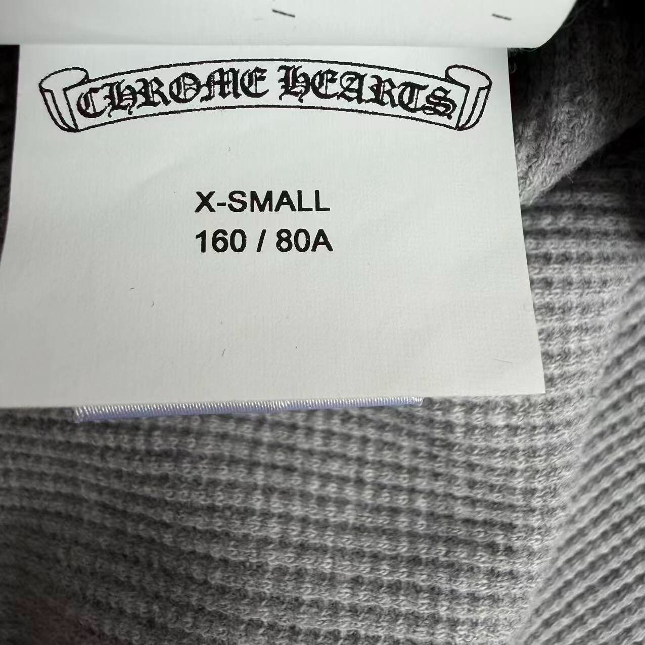 Chrome Hearts Gray Waffle Knit Hoodie — label
