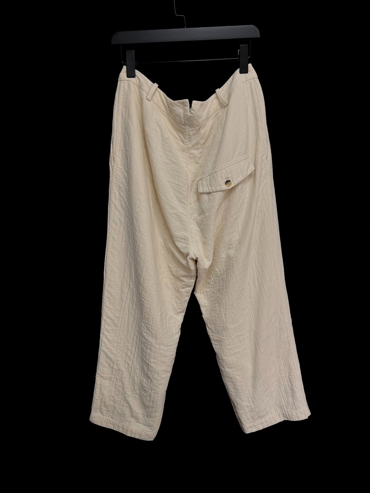 Aleksandr Manamis Cream Linen-Cotton Trousers — back