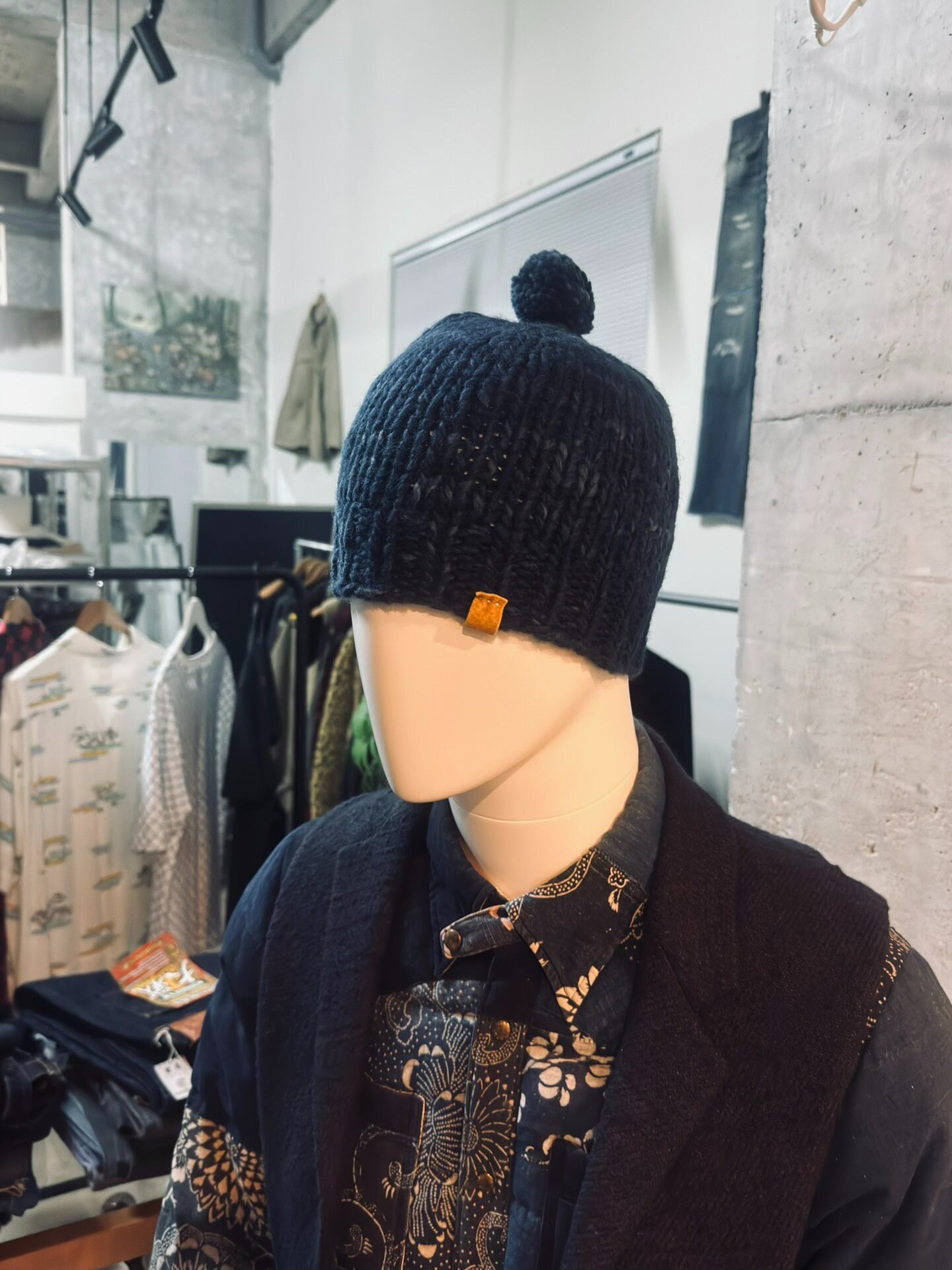 Visvim Indigo Knit Pom-Pom Cap — detail