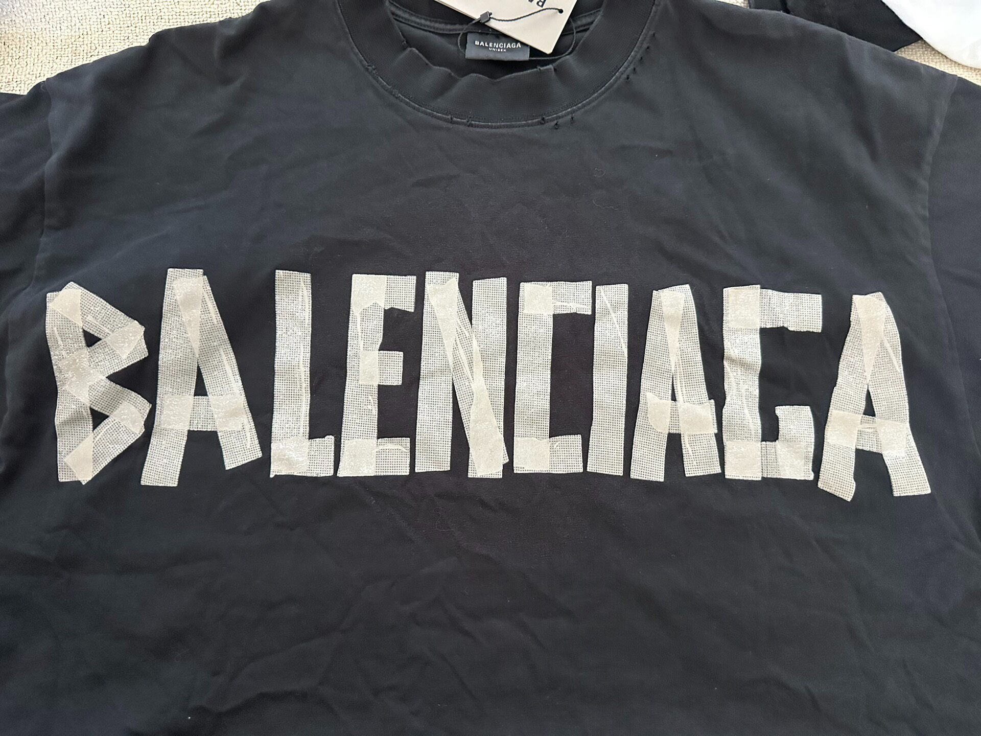 Balenciaga Black Mid-Length Short-Sleeve Dress — detail