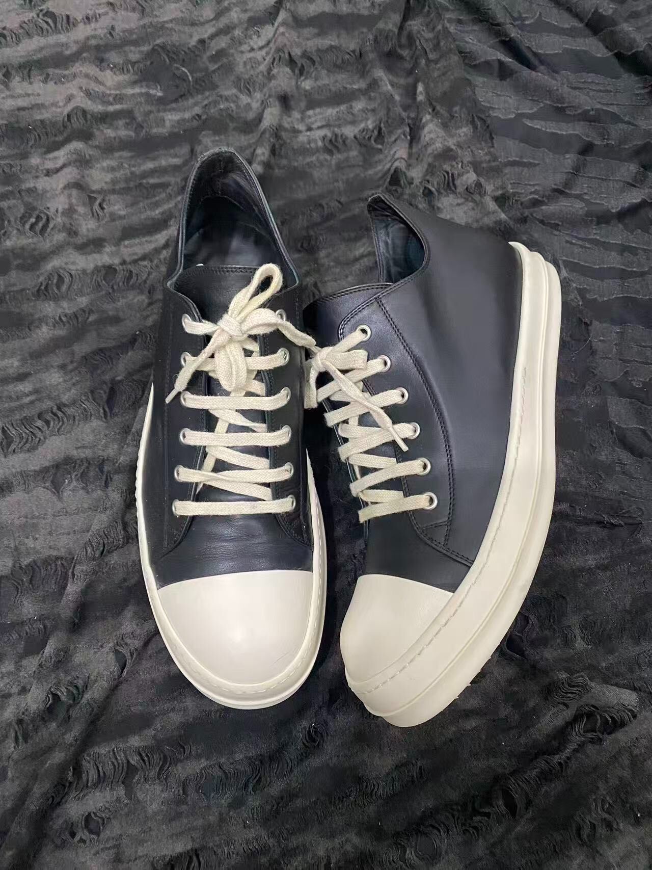 Rick Owens Black White Low-Top Sneakers
