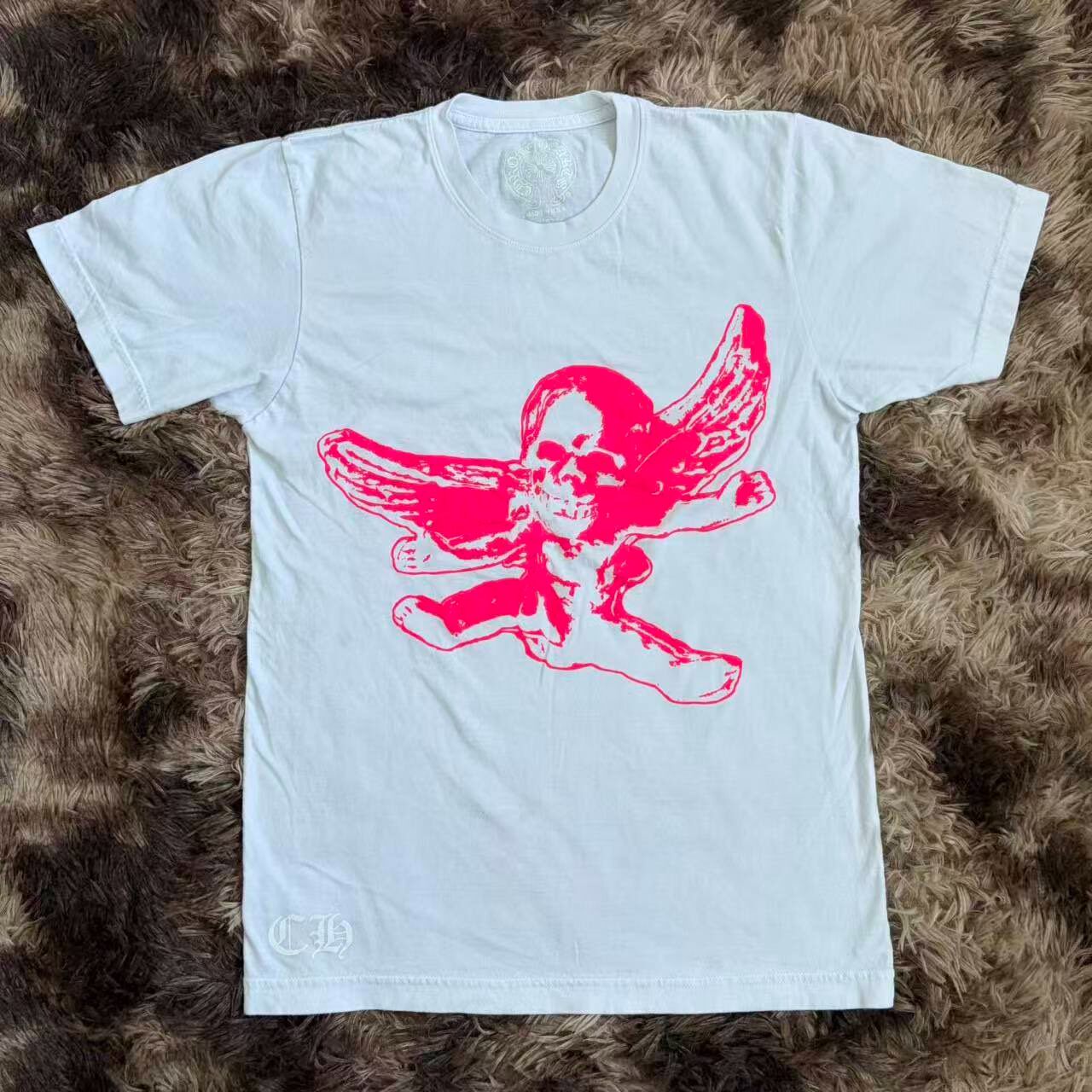 Chrome Hearts Pink Skull Short-Sleeve T-Shirt