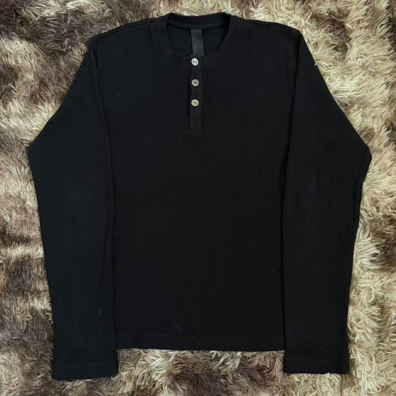 Chrome Hearts Black Waffle Long Sleeve Top — front