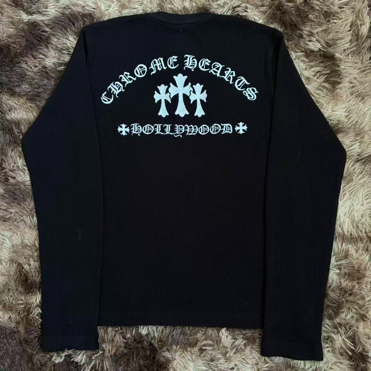 Chrome Hearts Black Waffle Long Sleeve Top