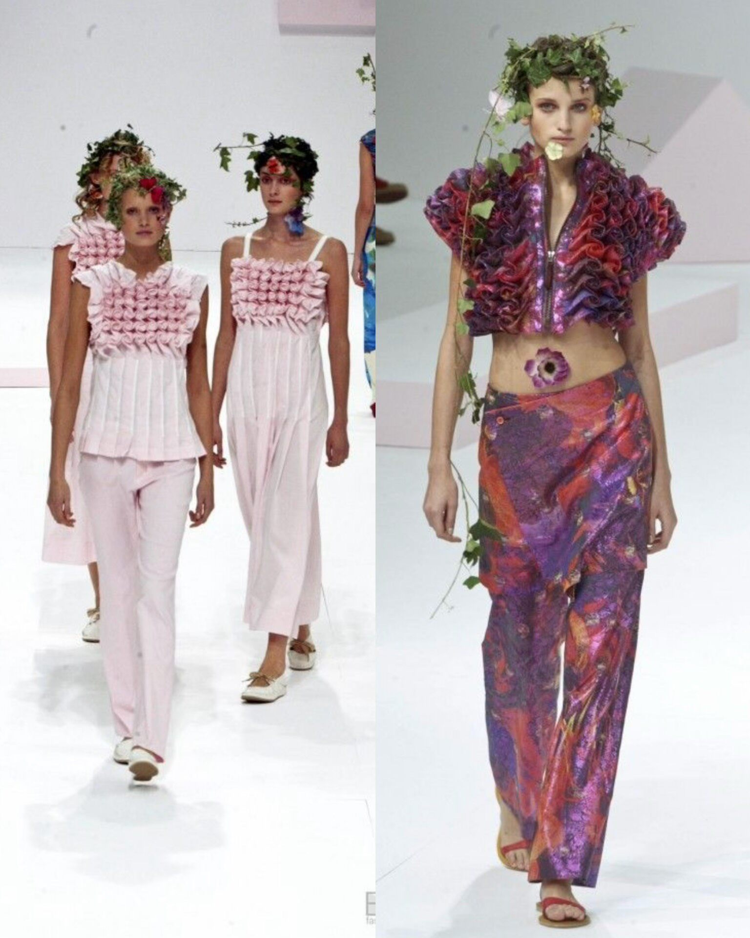 Issey Miyake Vintage Rose Pleated Top — front