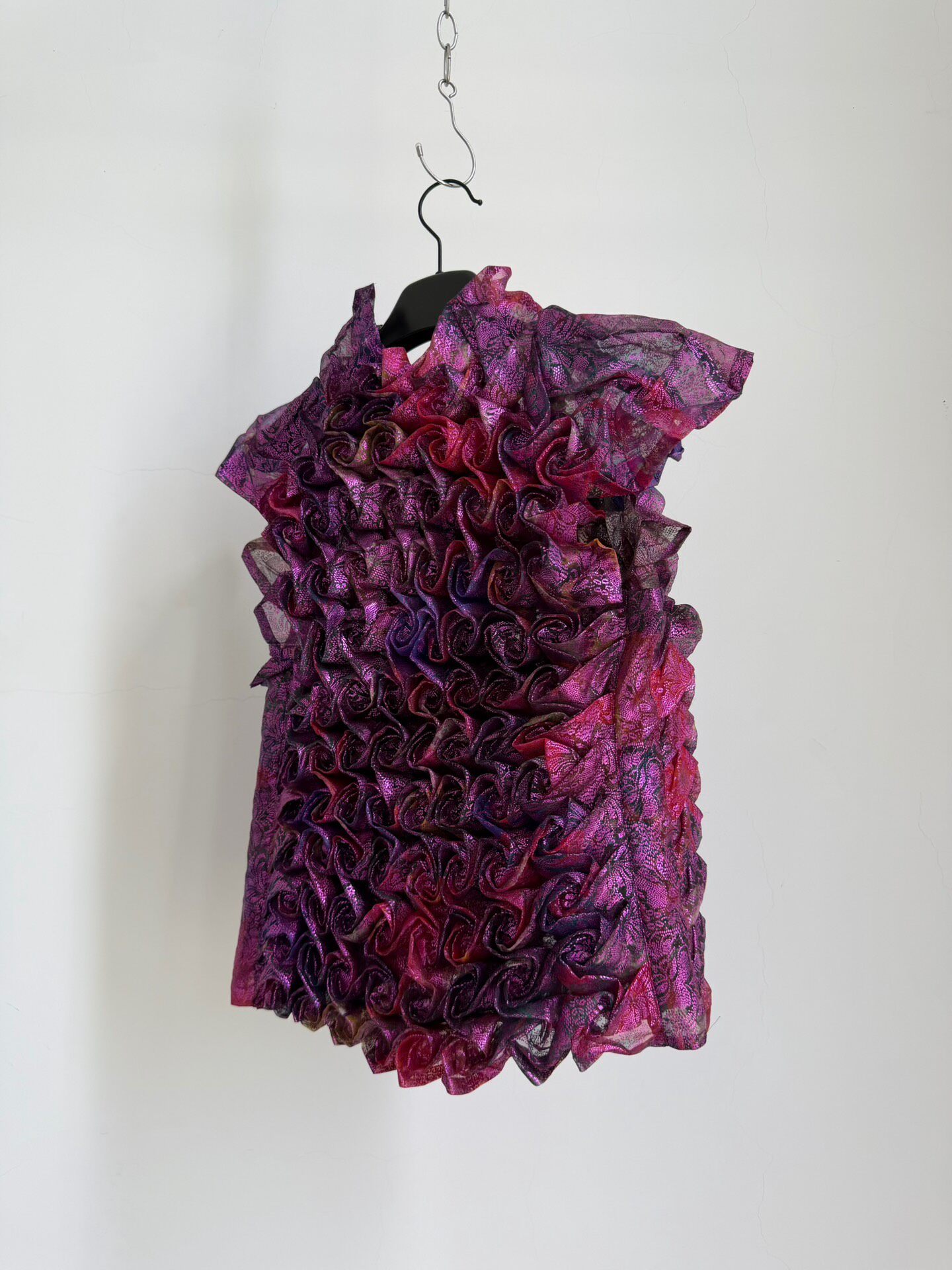 Issey Miyake Vintage Rose Pleated Top — back