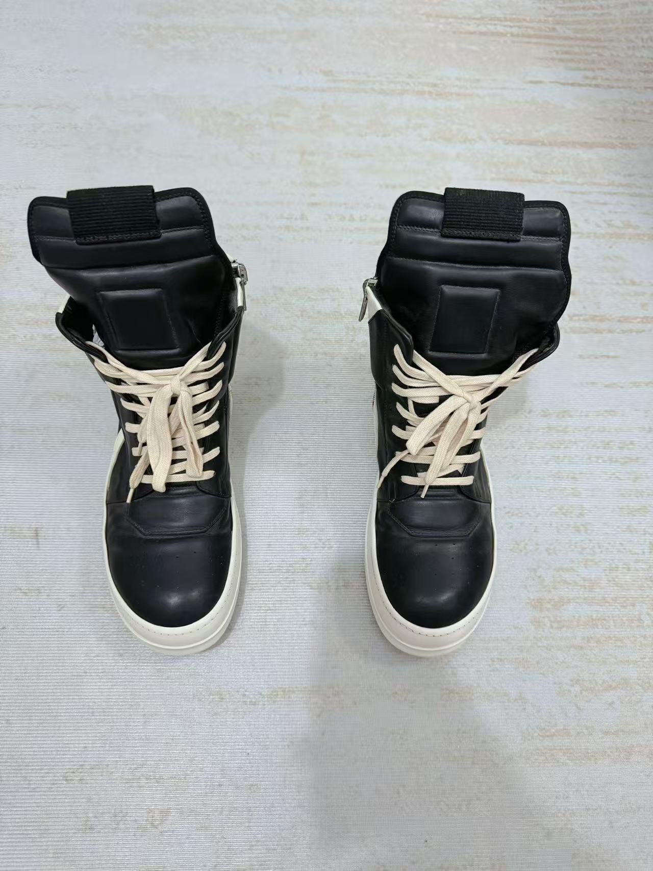Rick Owens Black High-Top Leather Sneakers