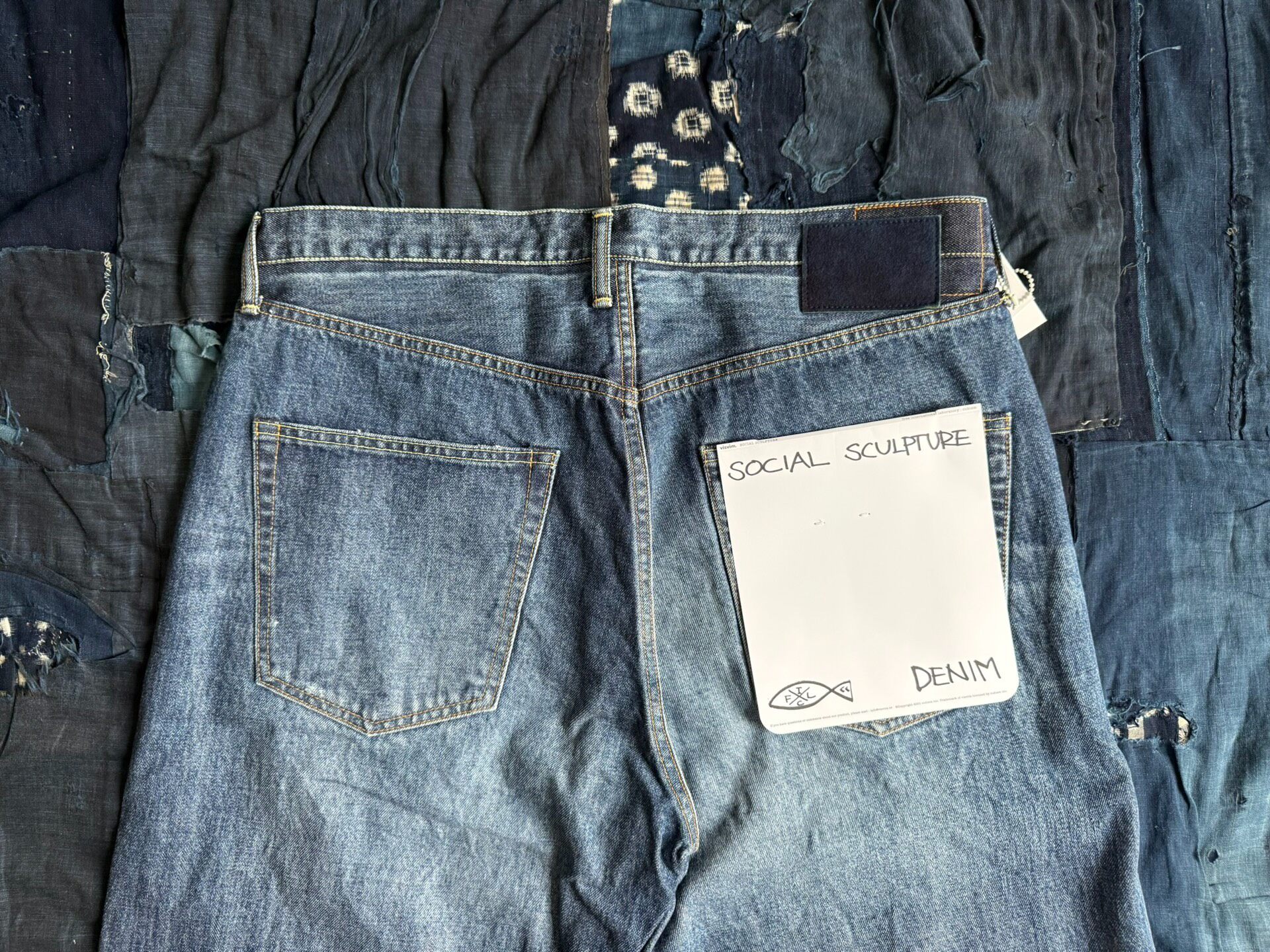 VISVIM 26SS Distressed Wide Denim Jeans — label