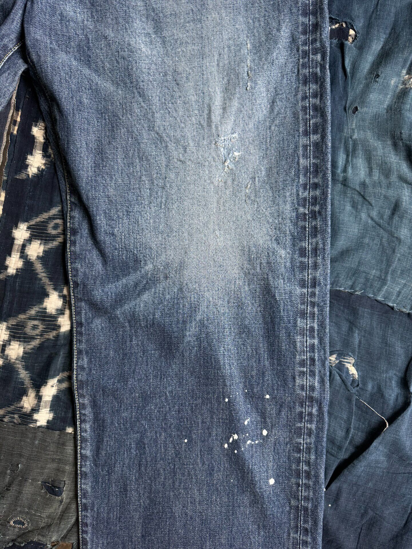 VISVIM 26SS Distressed Wide Denim Jeans — detail