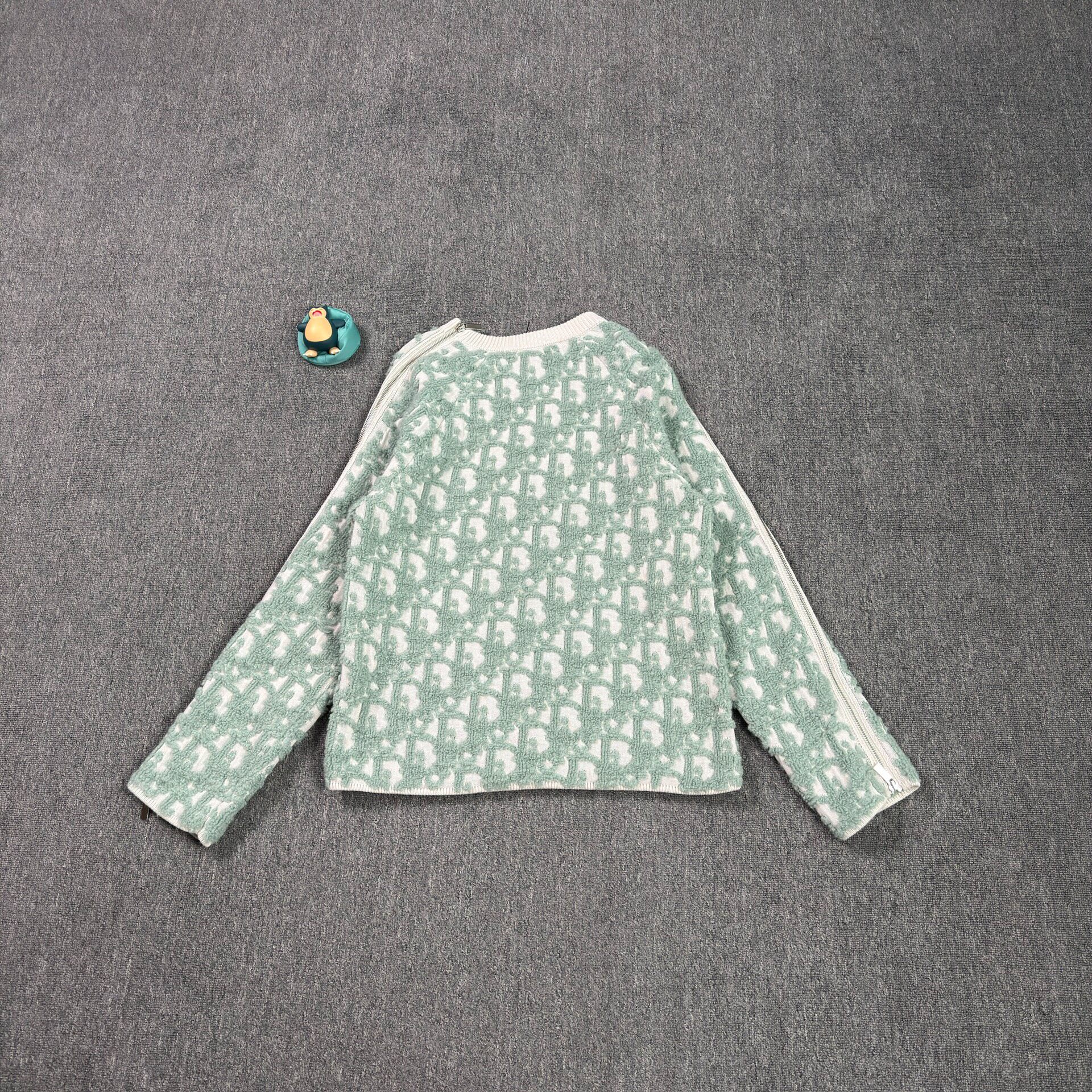 Dior Green Monogram Zip Sweater — front