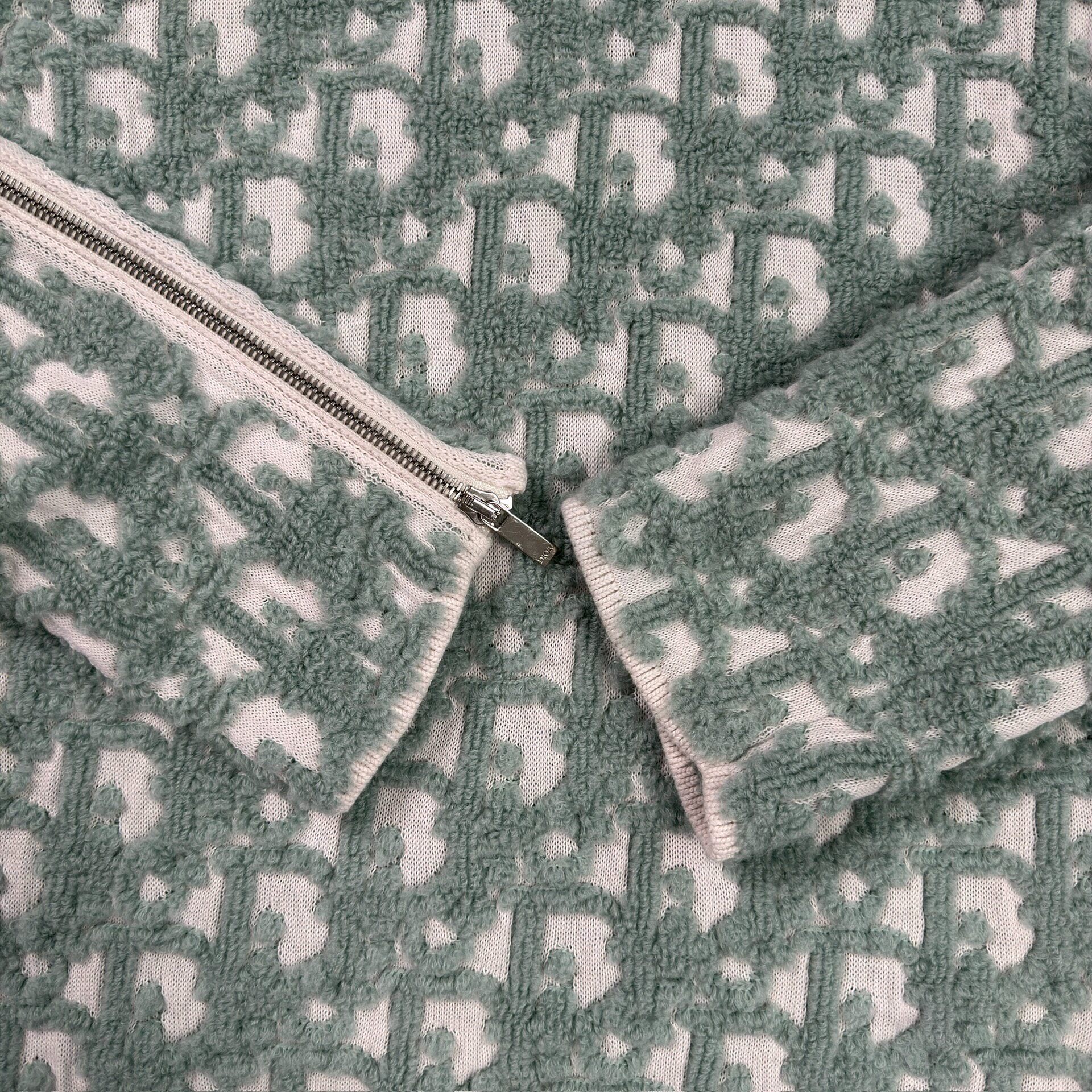 Dior Green Monogram Zip Sweater — label