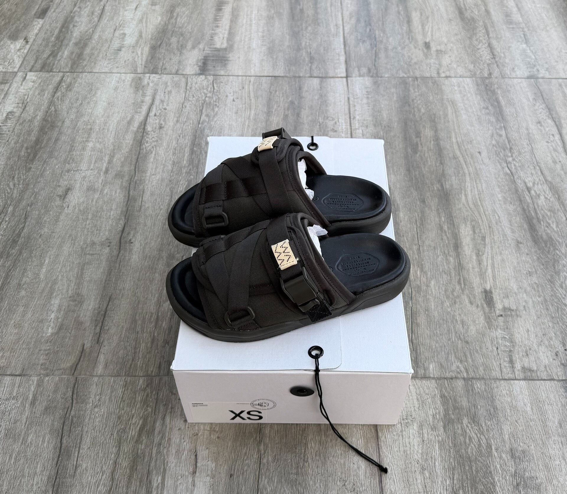 Visvim 25SS Christo Charcoal Slides — front